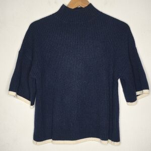 Frame Mock Neck Wool Cashmere Navy Blue Pullover Sweater Women's XS
